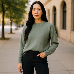 Abound Boxy Sweater Halo Green Women's Size Medium Baggy Soft Comfortable M